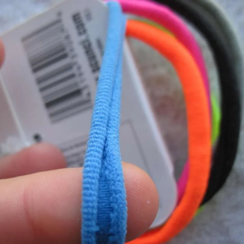6 Scunci No Damage Neon Large Soft Fabric No Metal Ponytail Elastic Hair Bands